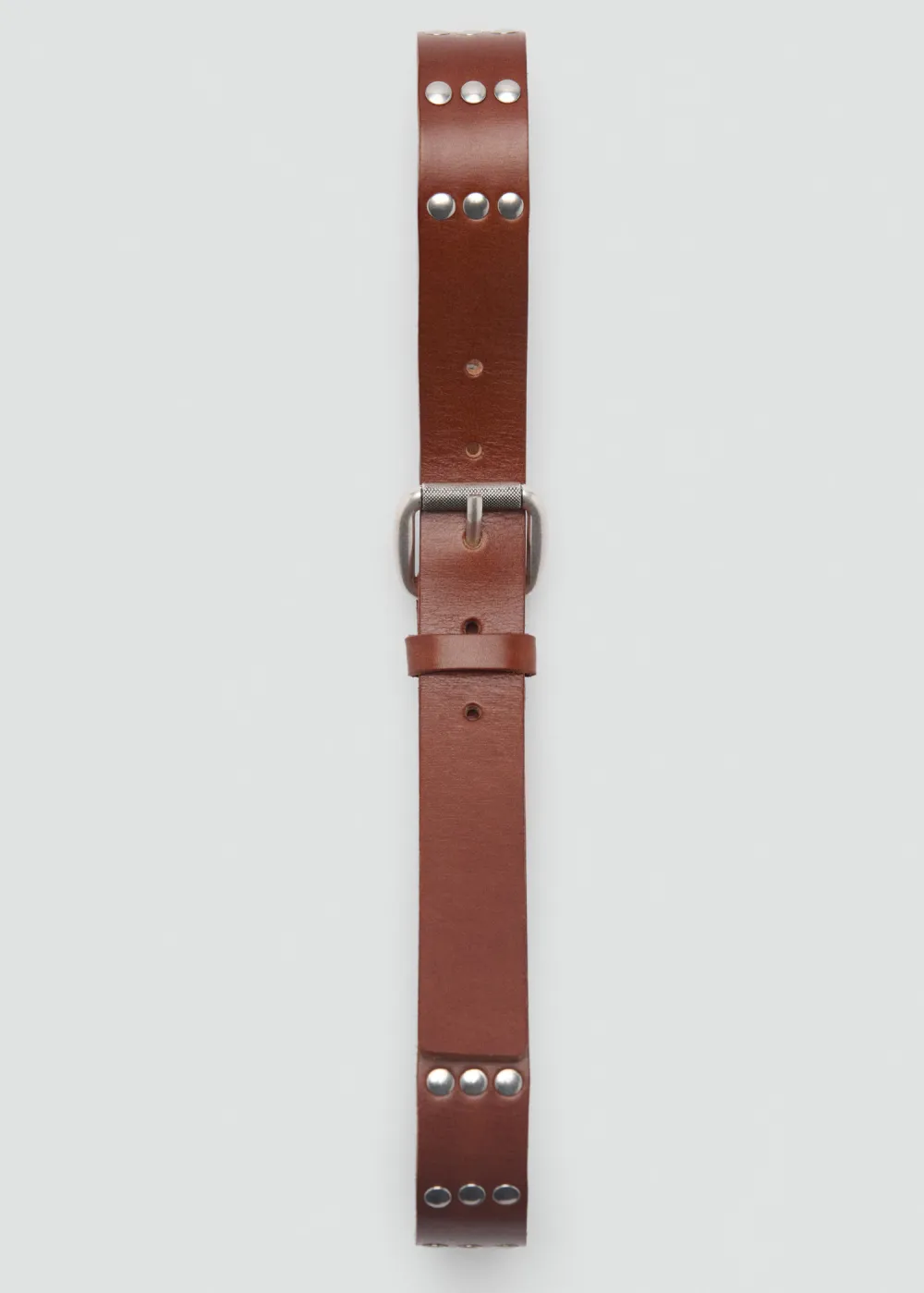 Brown Casual Style Stud Leather Belts