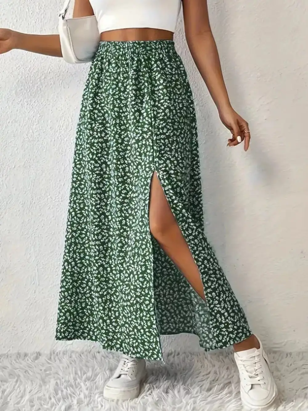 Wearable Printed Slit Detail Skirt