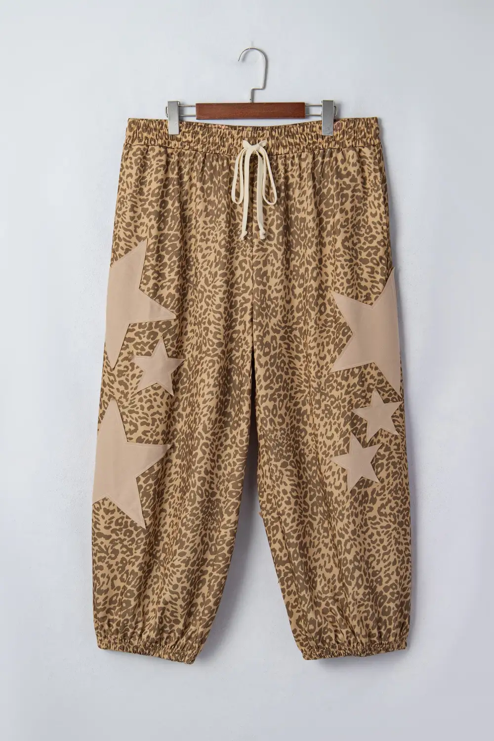Drawstring Elastic-Waist Pocketed Leopard-Print Jogger Pants