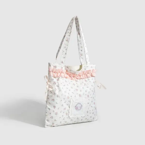 Floral Drawstring Shoulder Bag for