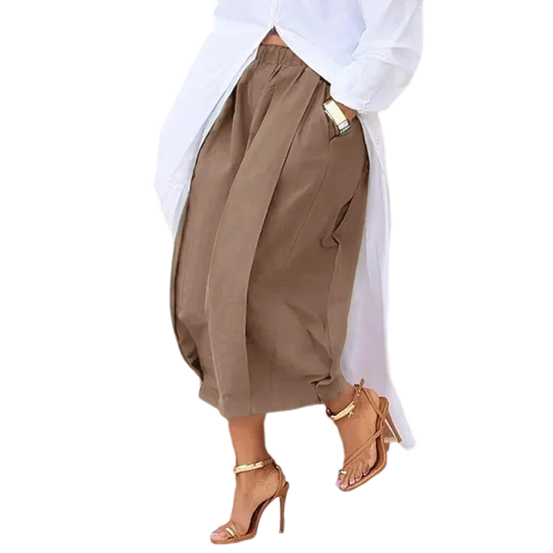Women's Loose Multicolor Cropped&Long Trousers 100% Cotton Soft Summer&Autumn/Winter Comfortable Breathable Fabric Elastic Waistband Lantern Pants with Pockets Casual Style Bottoms Outfit Soft