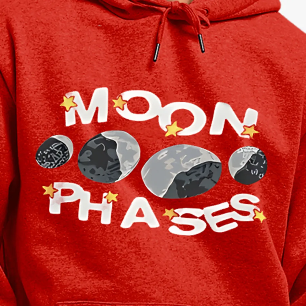 Sad Moon Print Hoodie