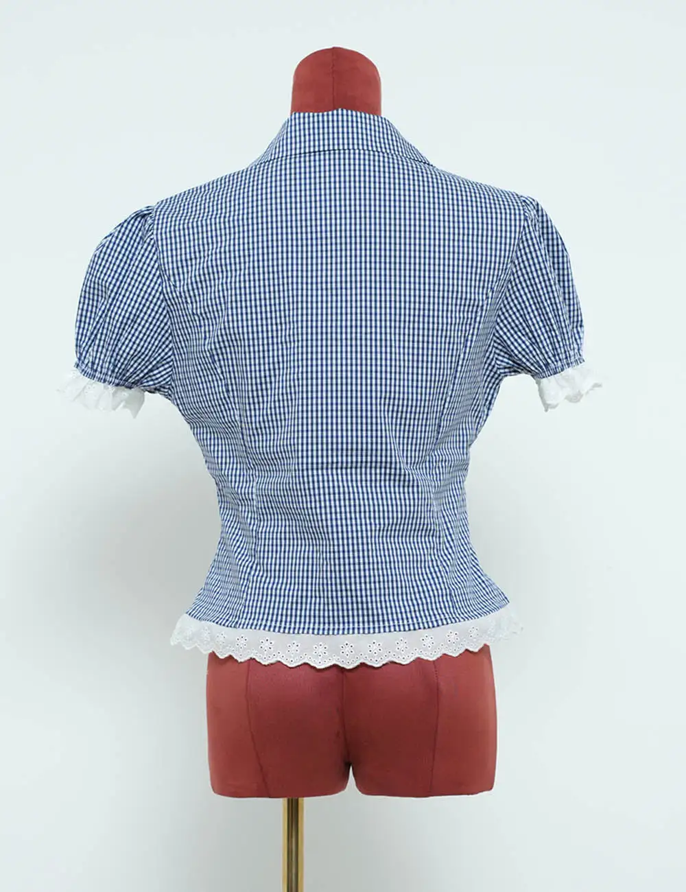 Chic V Neck Checked Color Block Button Blouse
