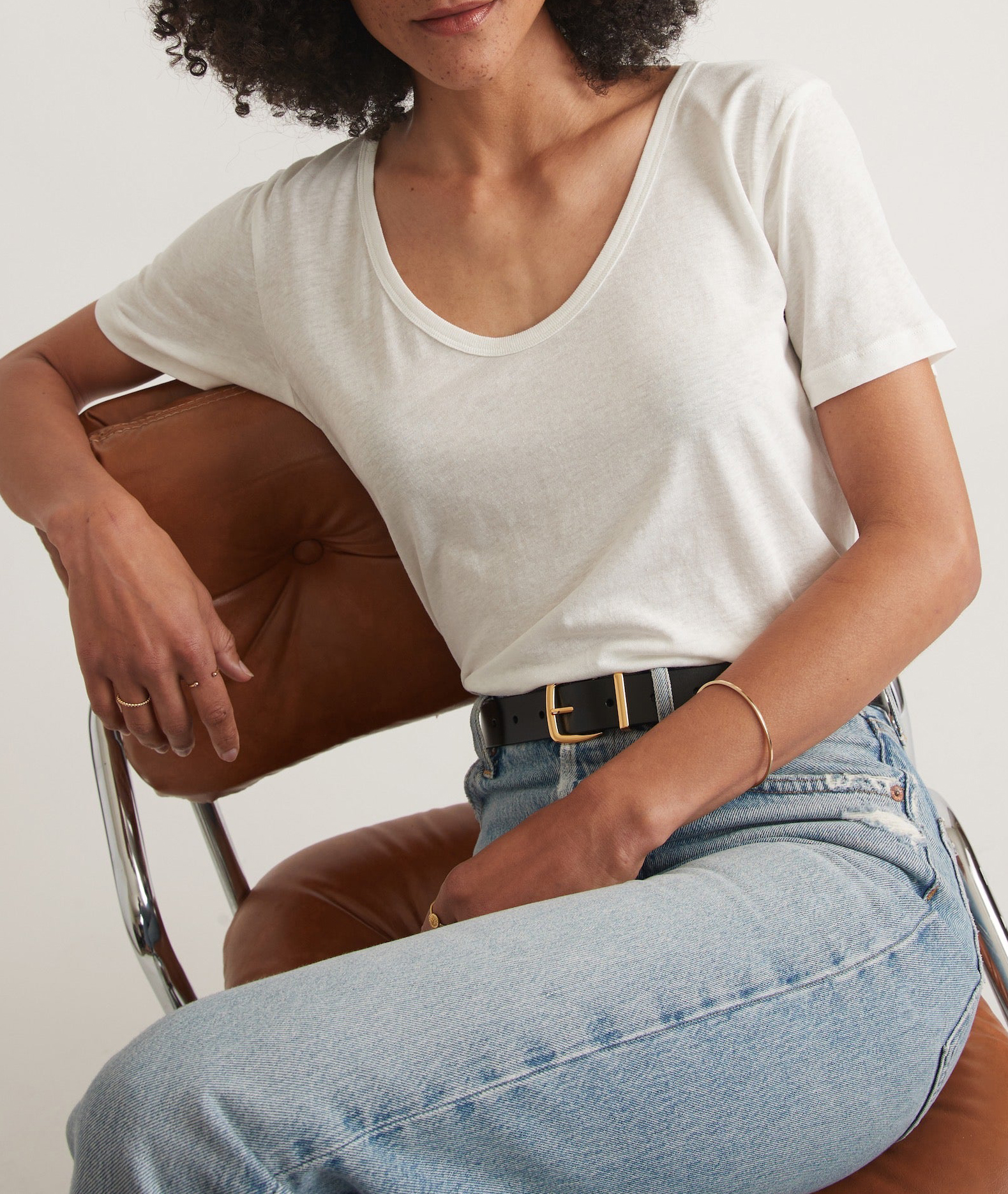 Crisp White Scoop Neck Tee