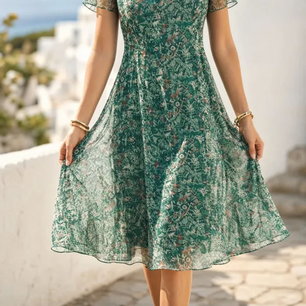 Flutter Sleeve Midi Dress