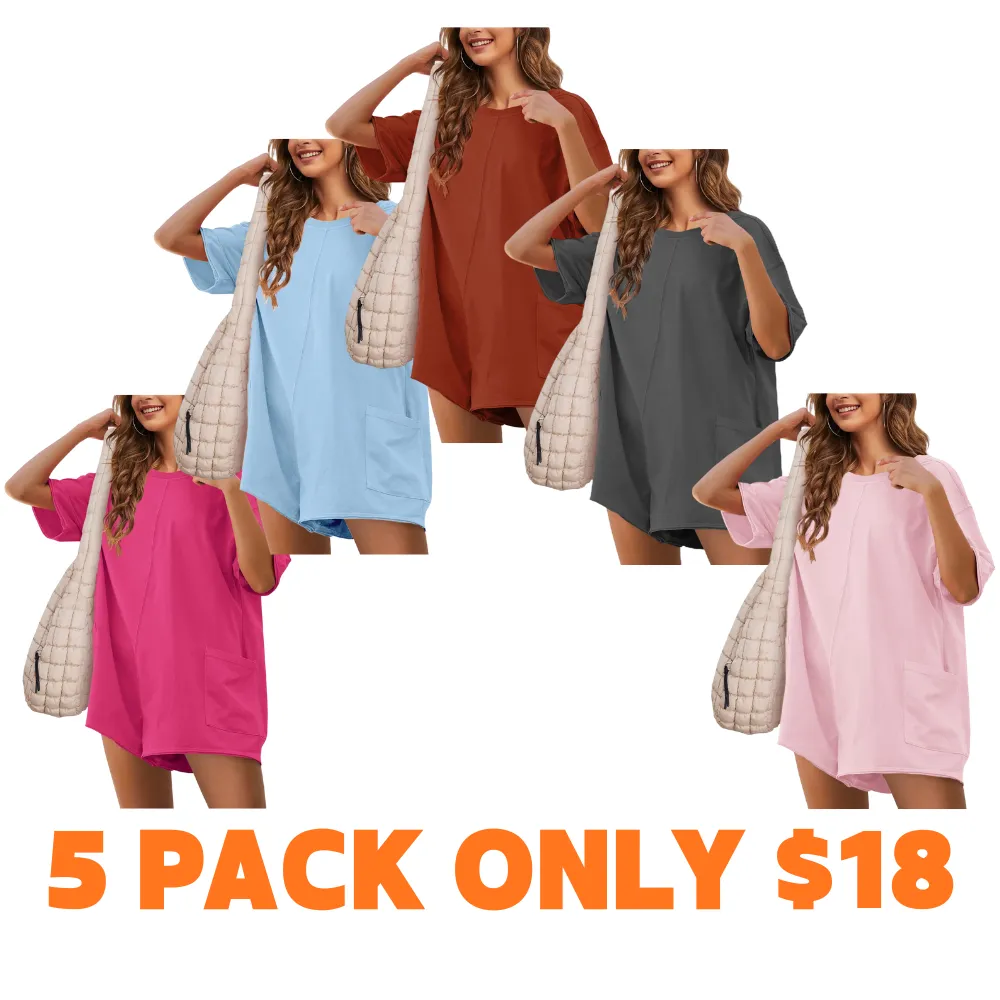 Women’s Oversized Casual Athletic Romper – Summer Short Jumpsuit