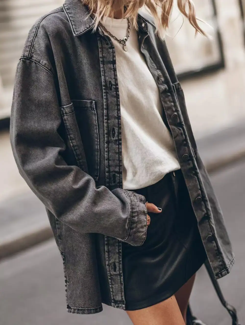 Retro Oversized Denim Shirt Coat