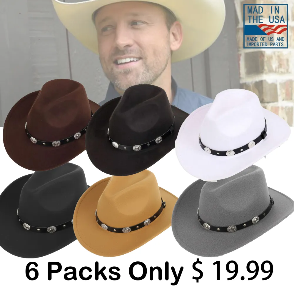 🏷️ 🔥 Limited-Time Sale — 40% OFF! 🔥 Western Cowboy & Cowgirl Hat – Classic Wide Brim Fedora with Buckle Belt for Men & Women