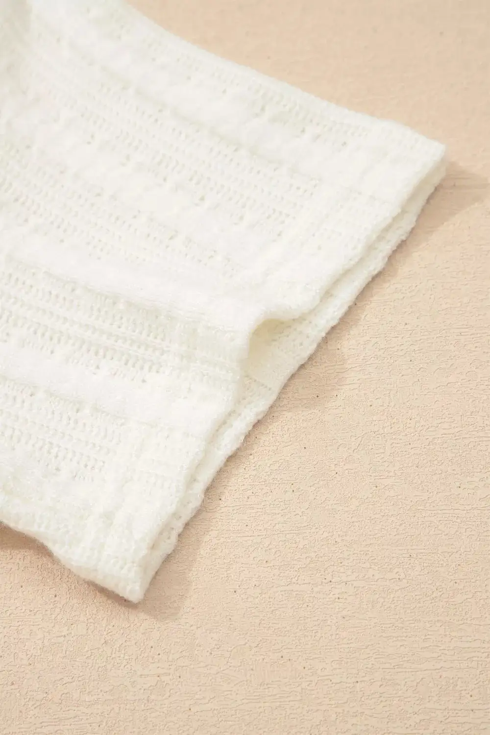 Ribbed Knit Button Detail V Neck T