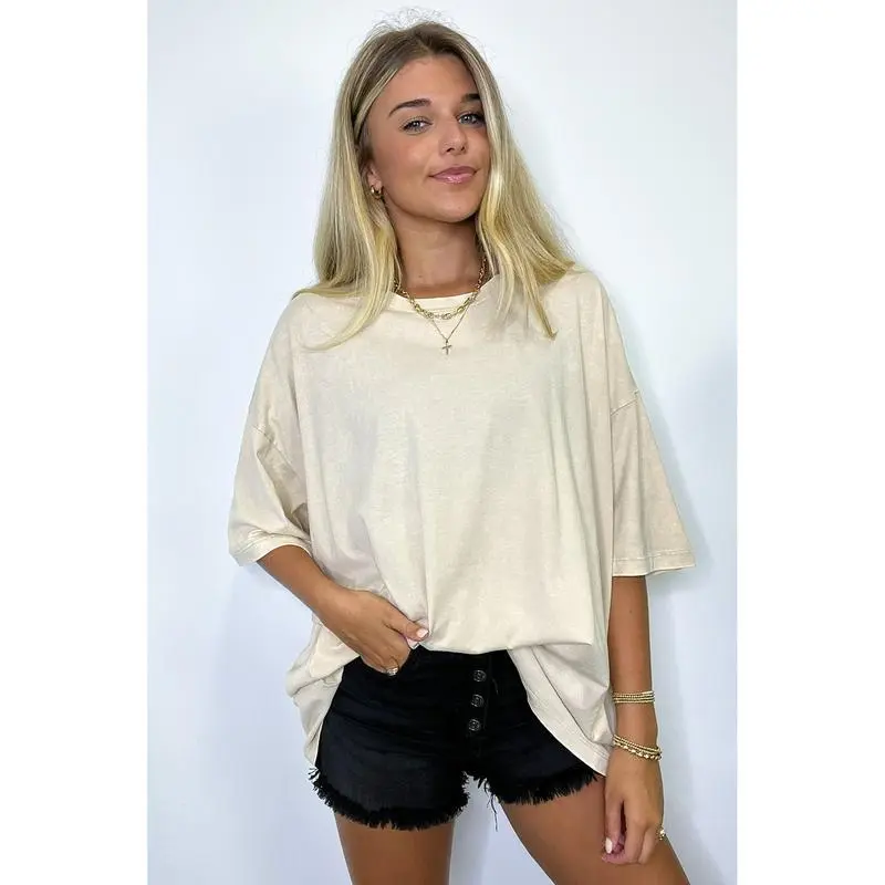 6PACK-Mineral Wash Oversized Top - BACK IN STOCK