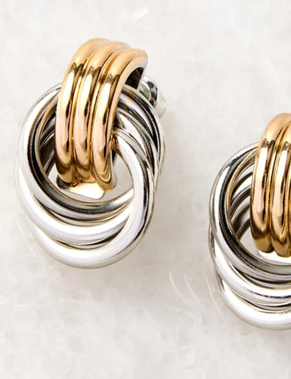 Creative Artistic Geometric Design Gold And Silver Earrings