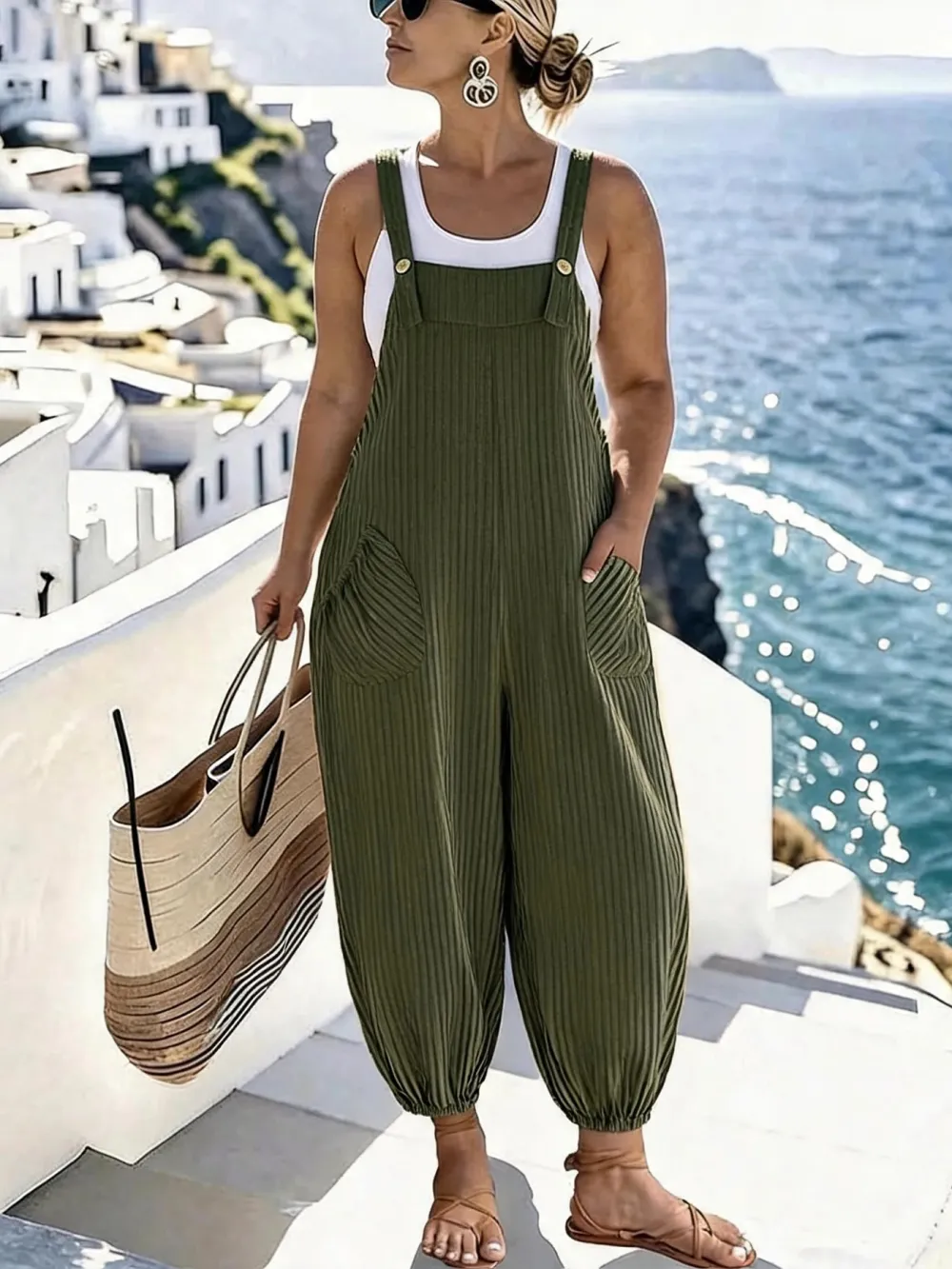 [Plus Size] Slim-Fit, Comfortable, Casual Sleeveless Jumpsuit