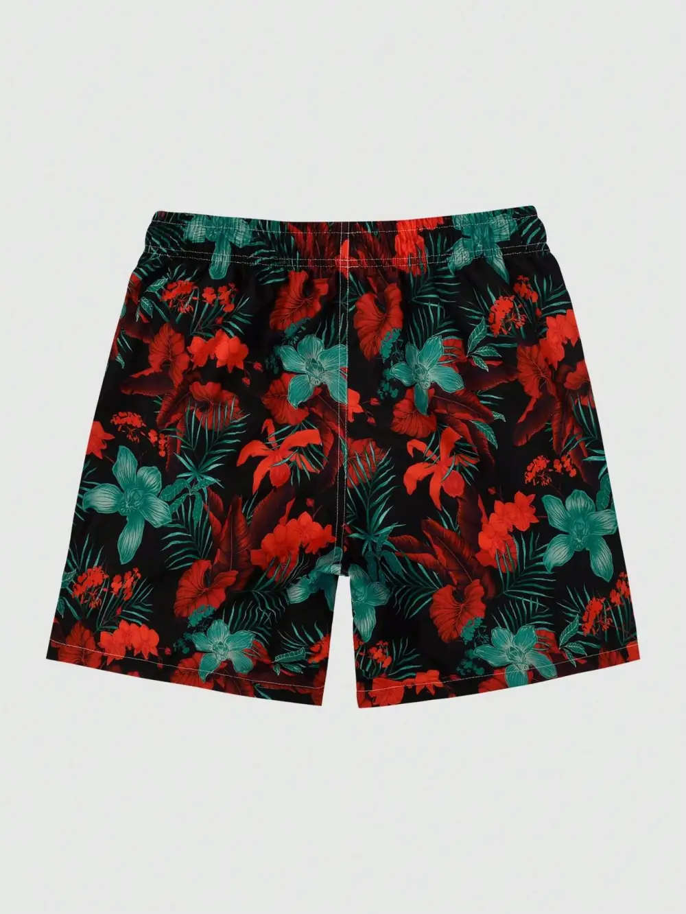 Men's Drawstring Allover Print Tropical Swim Trunks