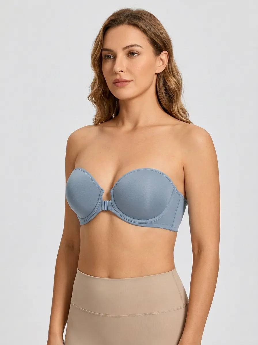 Women's Contoured-Cup Molded-Cup Front-Closure Strapless Bra