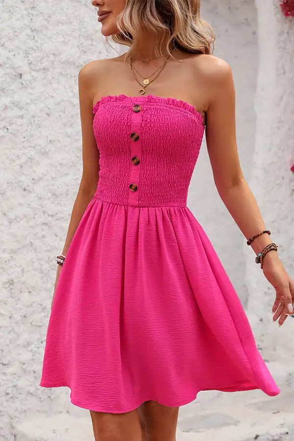 Solid Smocked Chest Mini Dress