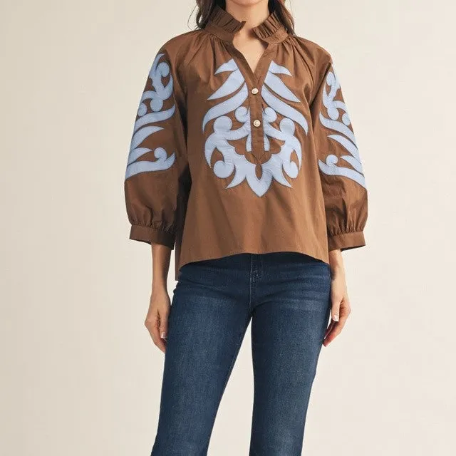Textured Baroque Applique Top