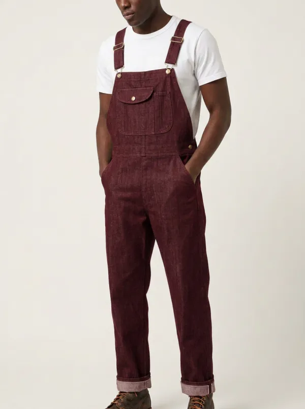 Men's Vintage Style Dark Denim Bib Overalls