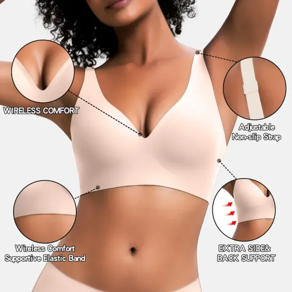 Women's Jelly Wireless Womens Comfortable Wireless Bras Push Up Bralettes Seamless Tshirts Bras Deep V Everyday Bras