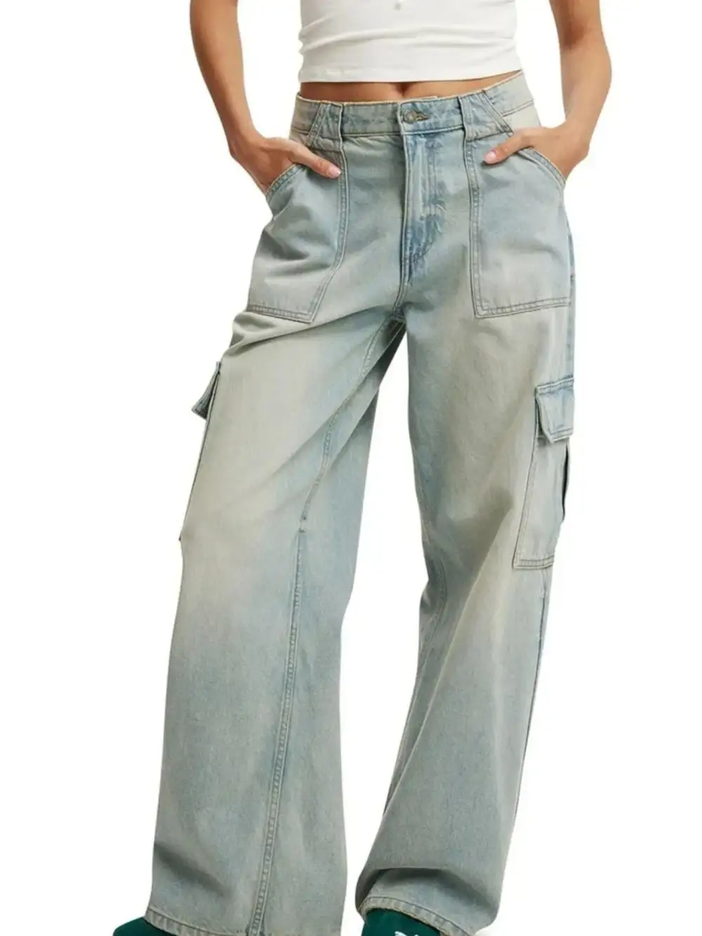 Tailored Wide Leg Denim Jeans