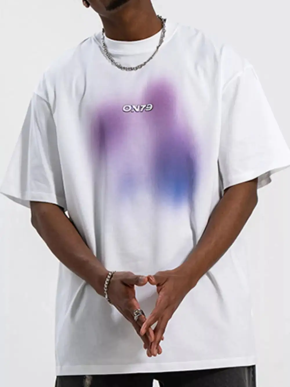 Relaxed Contrast Round Neck Short Sleeve T-Shirt