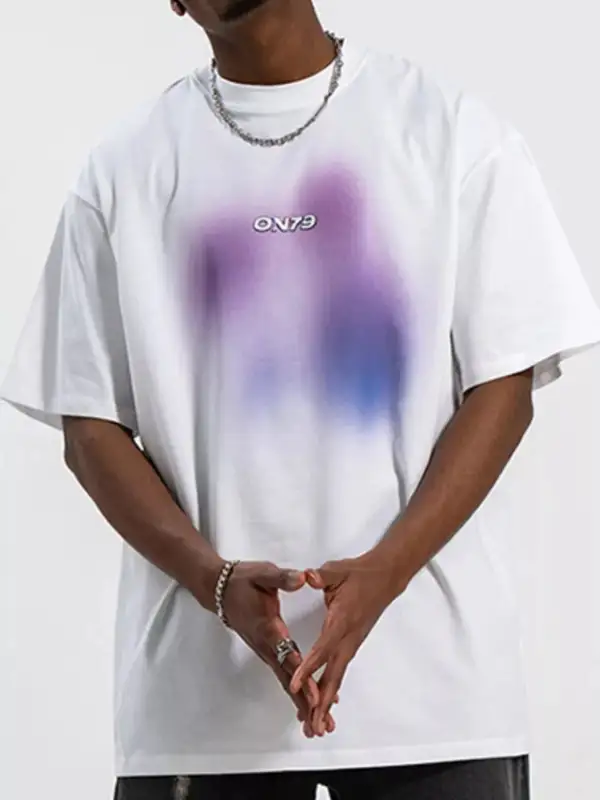 Relaxed Contrast Round Neck Short Sleeve T-Shirt