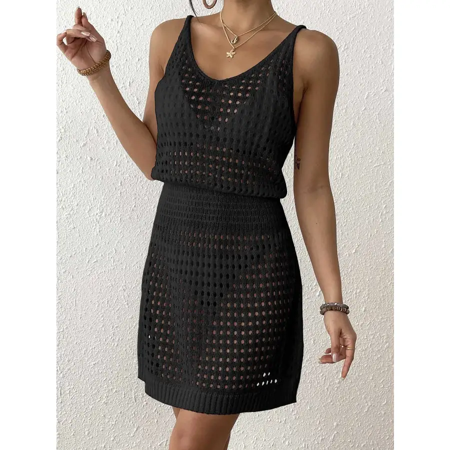 Everyday Crochet Knit Cover Up Mini Dress