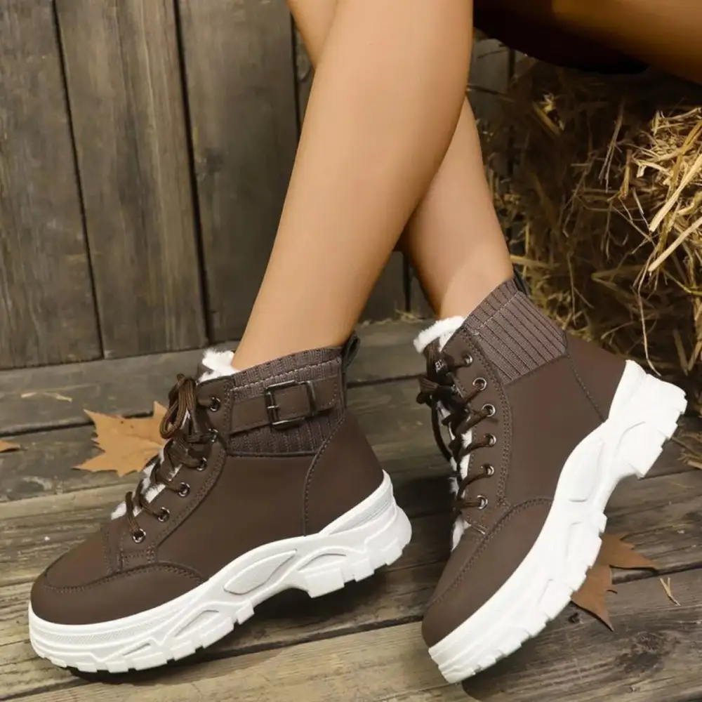 Plush Lining Lace Up Boots