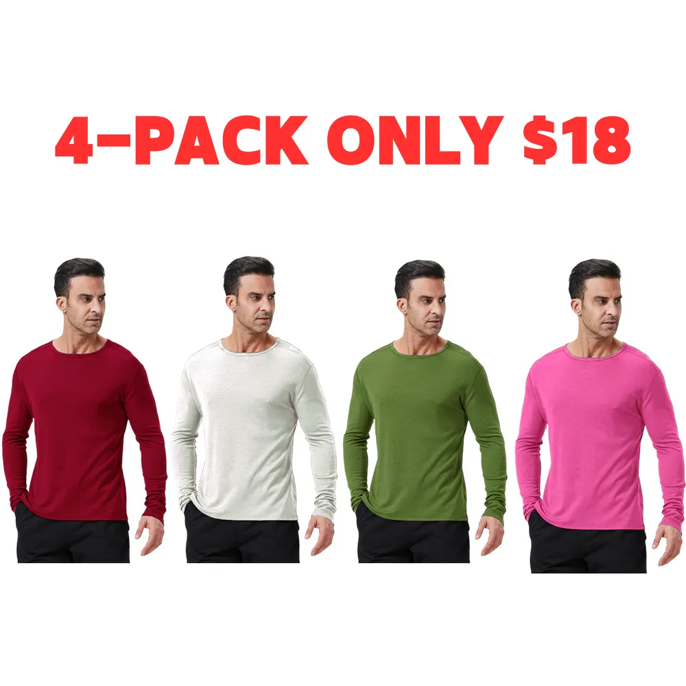 Men's Merino Wool Quick-Drying Hiking Warm Long-Sleeved Underwear Sports ski Base Layer top