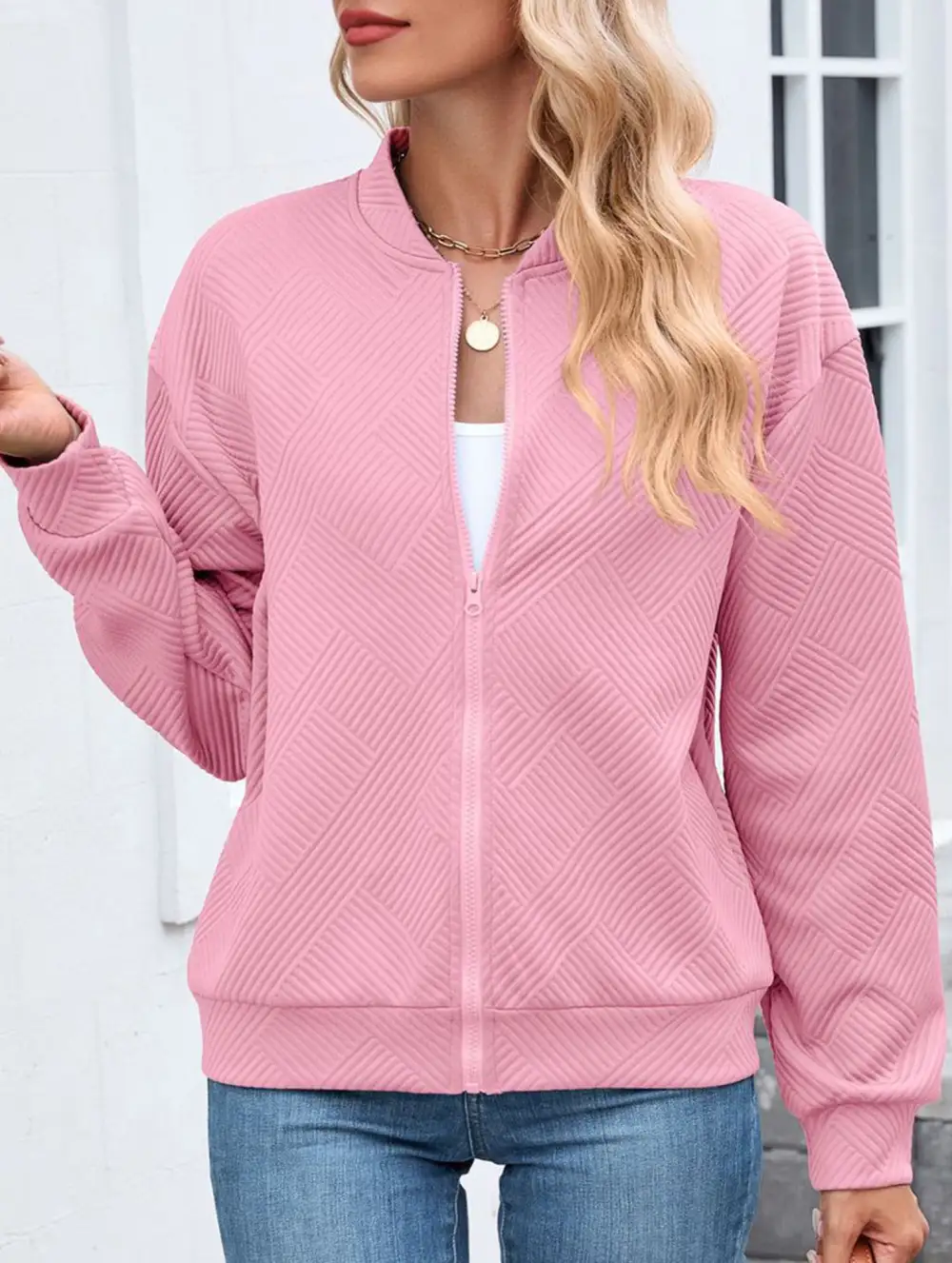 Crew Neck Zipper Loose Long Sleeve Sweatshirt