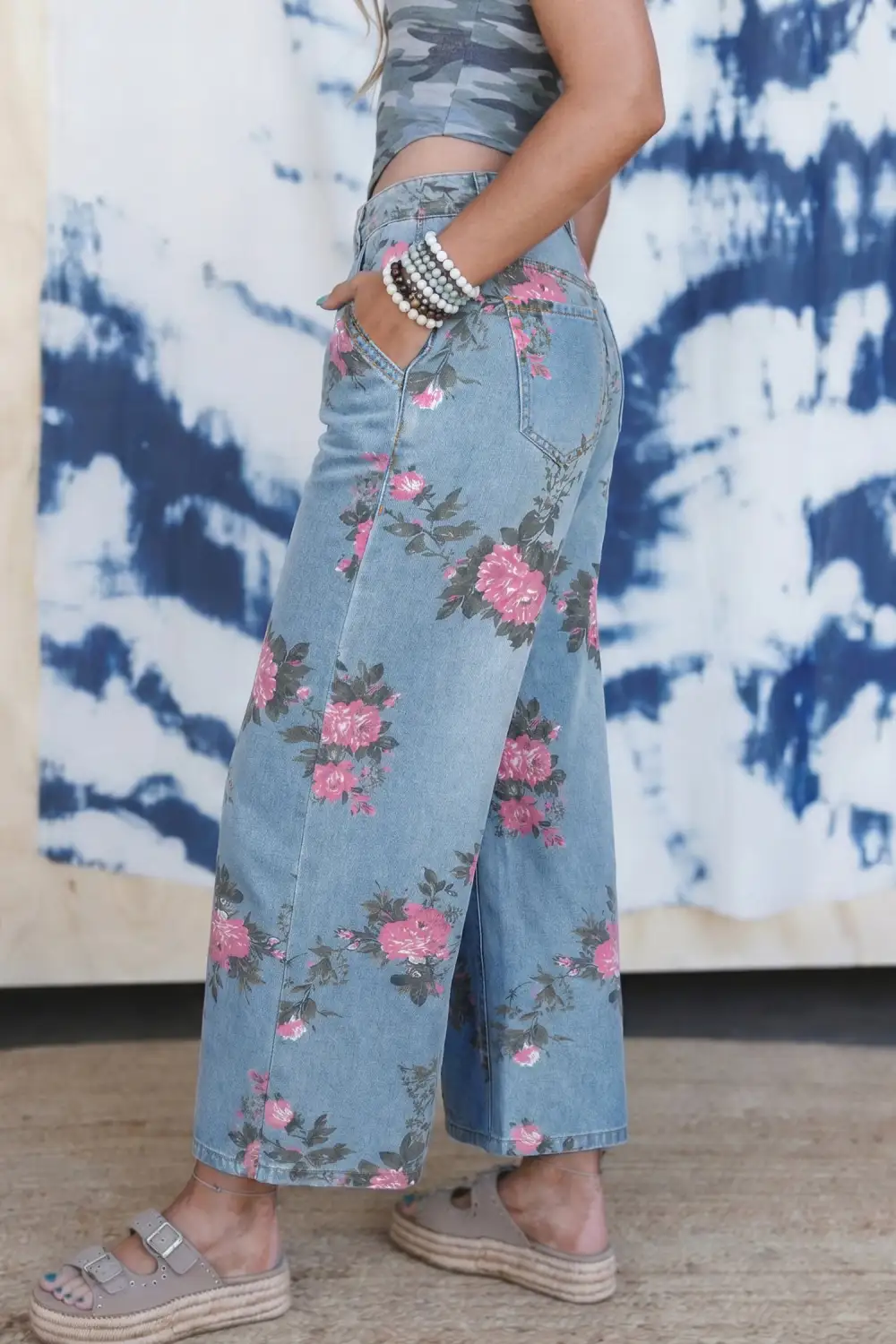 Garden Floral Print Bootcut Jeans