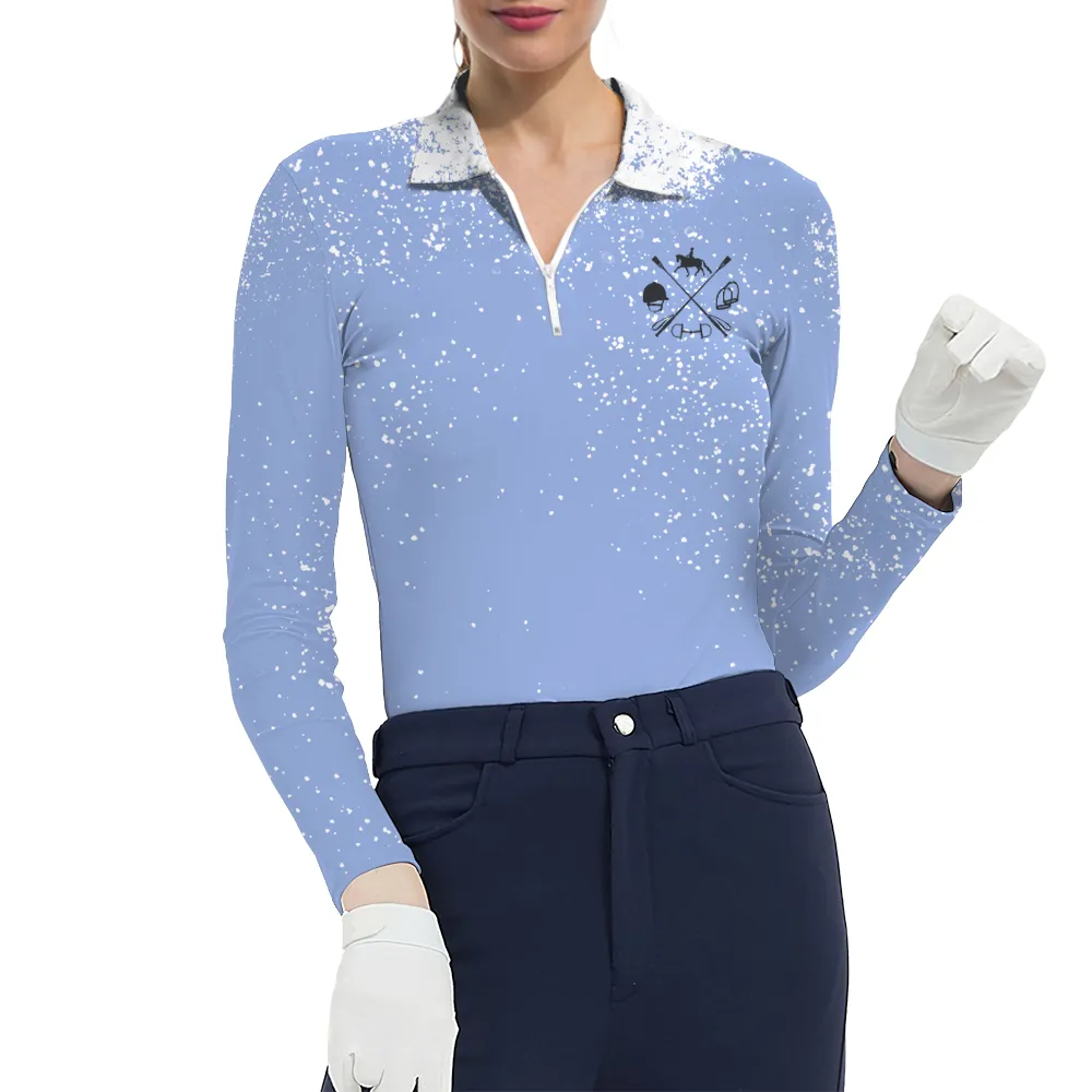 Women's Riding Style Born To Riding Horse Print Long Sleeve Casual Lapel Shirt