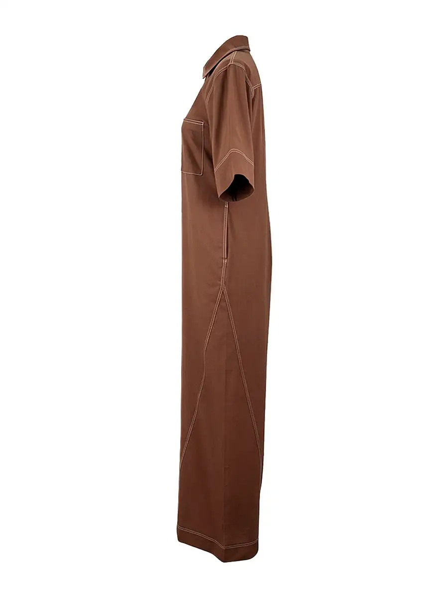 Losse Jumpsuits Met Korte Mouwen Zakken Effen Kleur