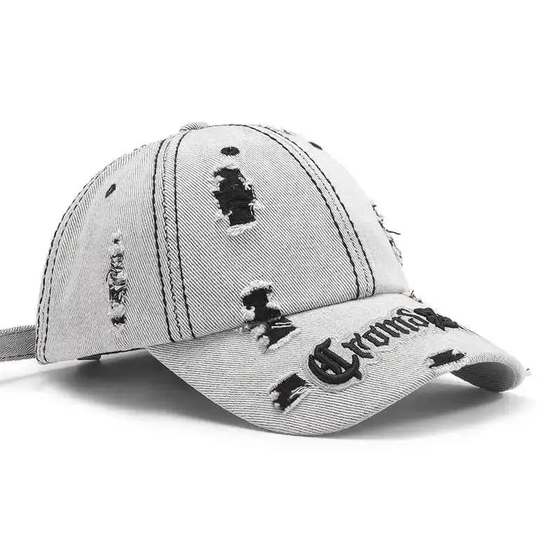 Distressed Letter Embroidered Hat