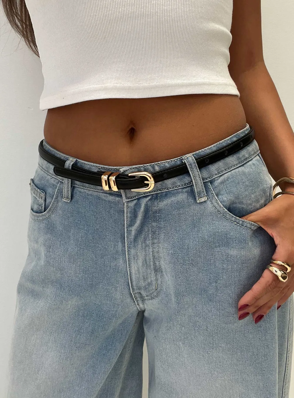 Sleek Leather Waist Belt