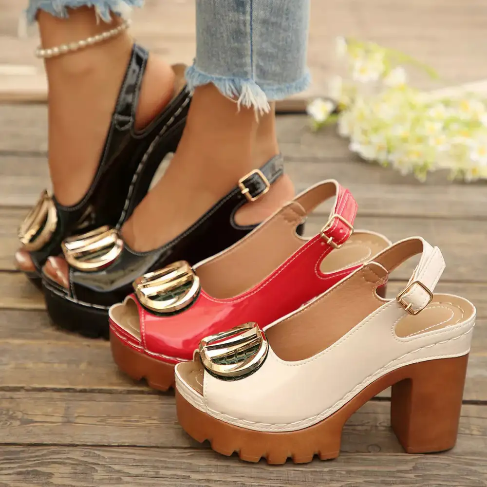 Refined Peep Toe Block Heel Sandals