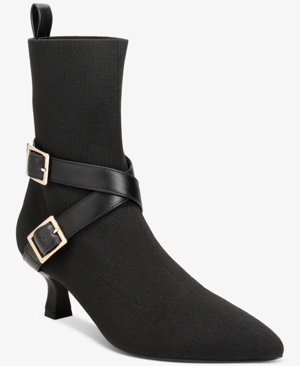 Refined Faux Leather Pointed Toe Kitten Heel Ankle Boots
