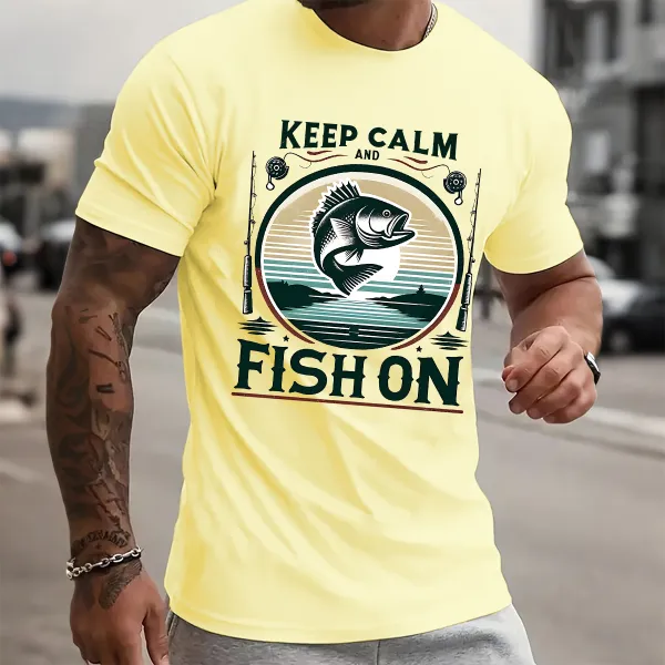 Sunrise Fishing Themed Print T-Shirts