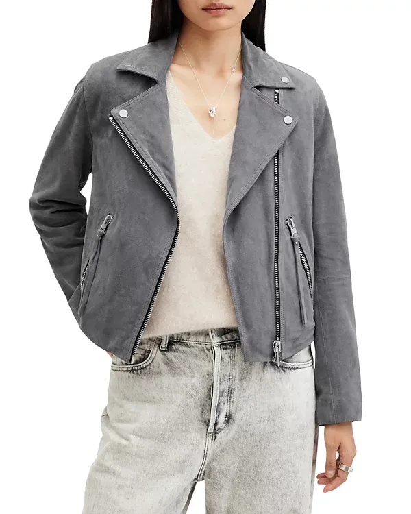 Grey Long Sleeves Biker Jacket