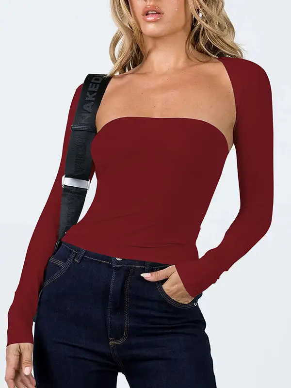 Long Sleeve Slim Fit Collarless T-Shirt