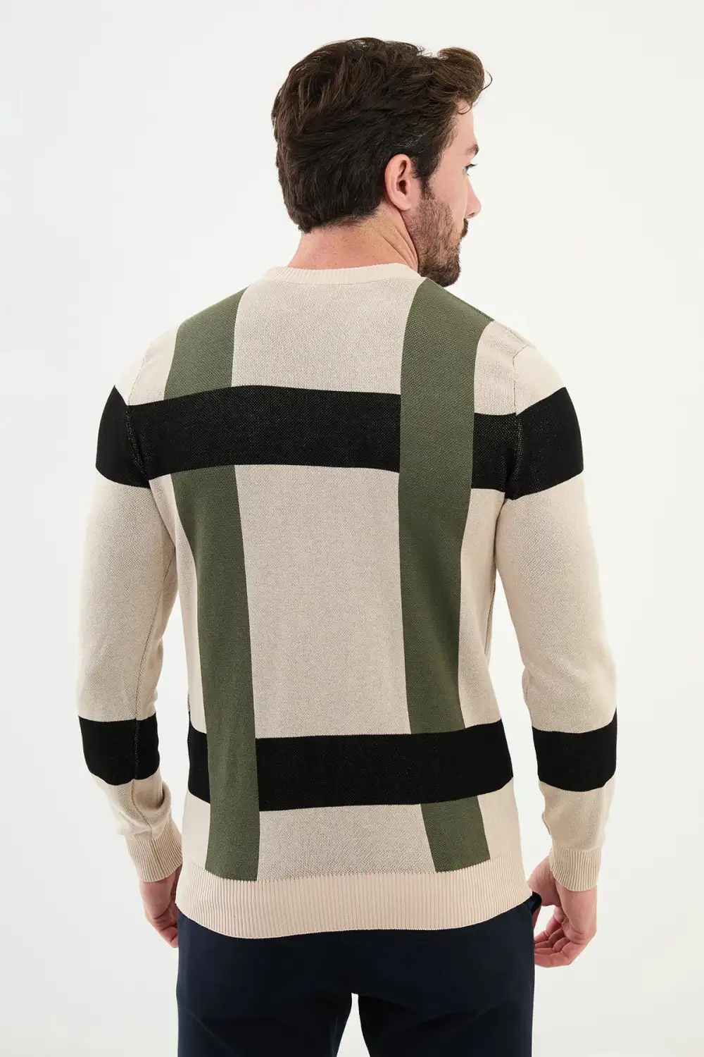 Timeless Patterned Crew Neck Knit Sweater