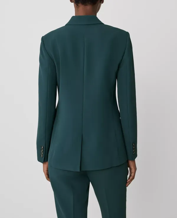 The Long Notched Two Button Blazer In Fluid Crepe