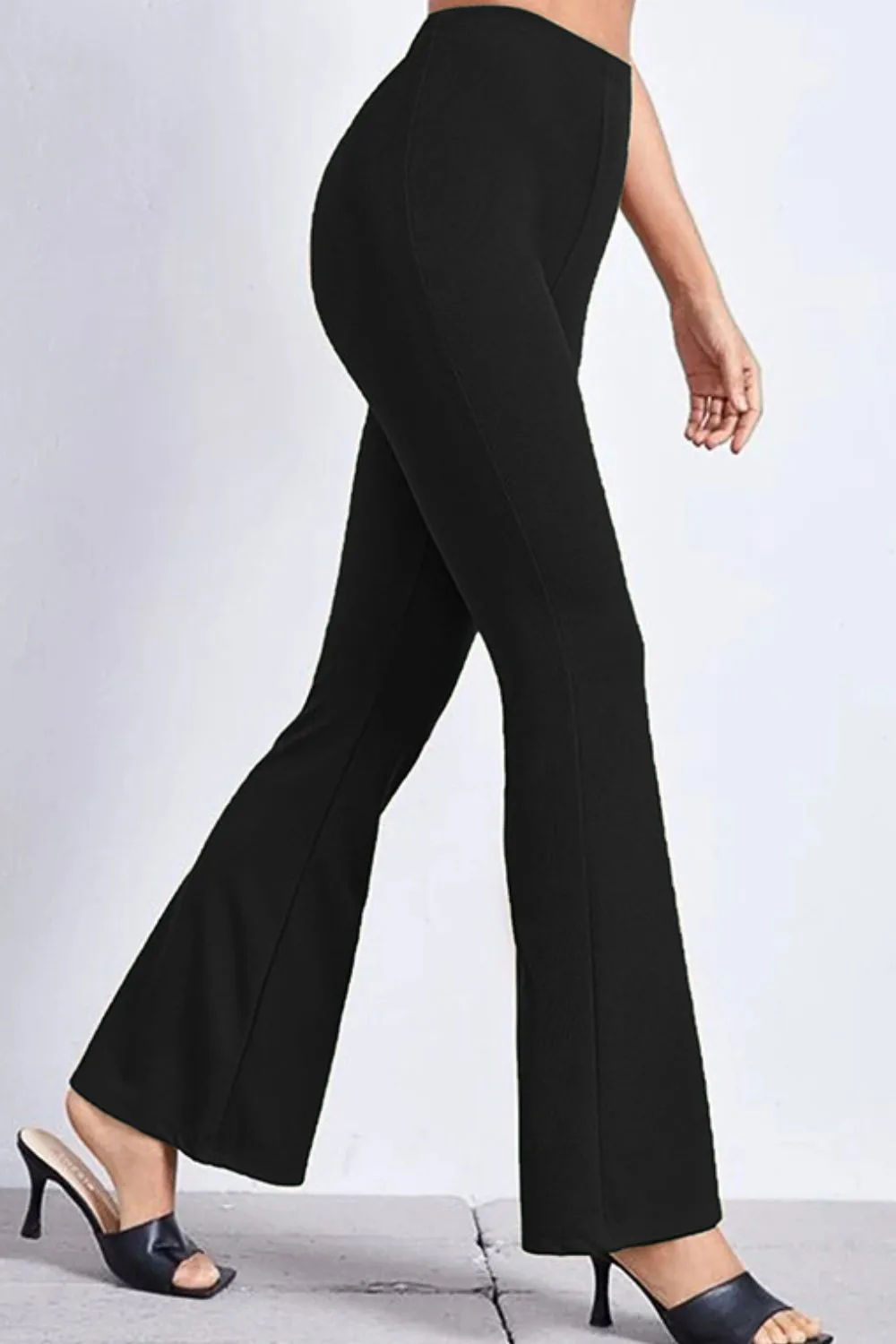 Gathered High Waist Straight Leg Pants