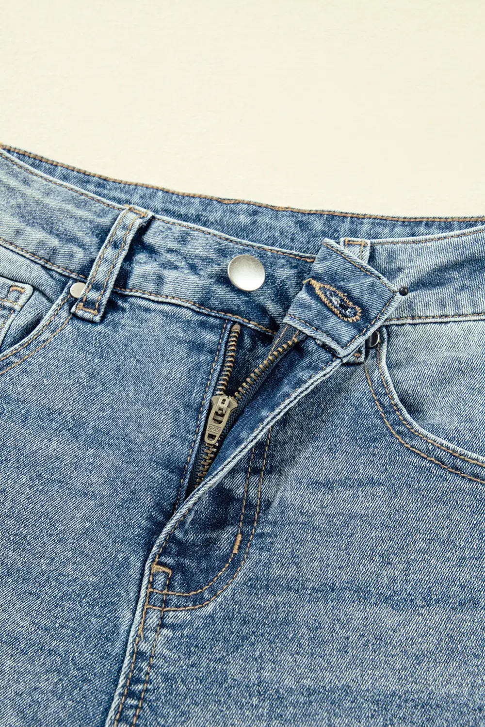 Seam Detail Washed Denim Jeans