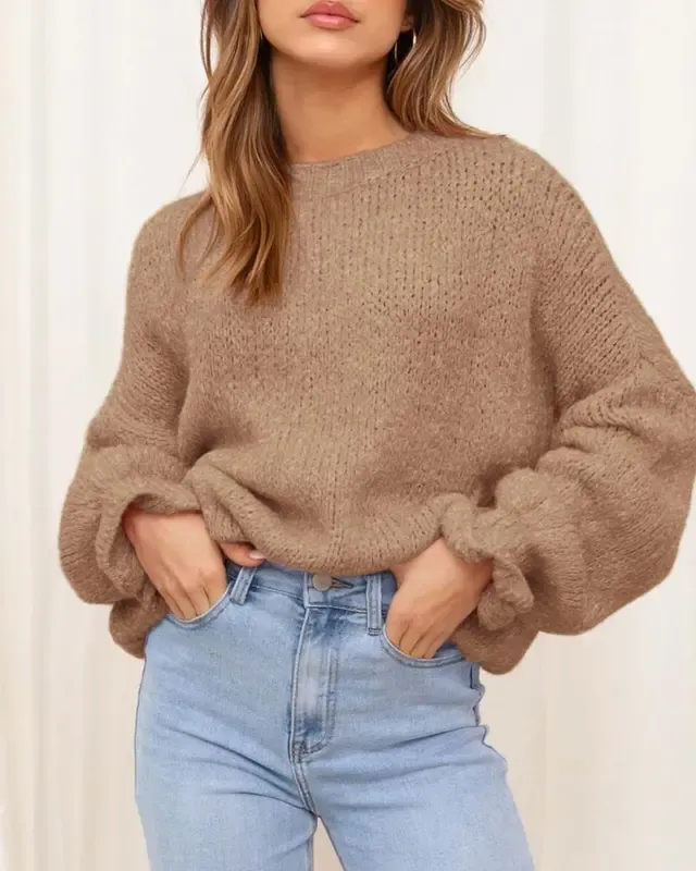 Womens Sweaters Fall 2025  Long Sleeve Crewneck Oversized Sweater Chunky Pullover Loose Outfits（Just $3 a set!)