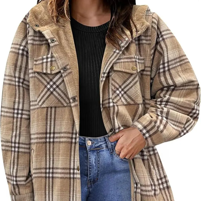Plus Size Women Flannel Plaid Shacket Jacket Cozy Warmth, Effortless Style – Made for Every Body