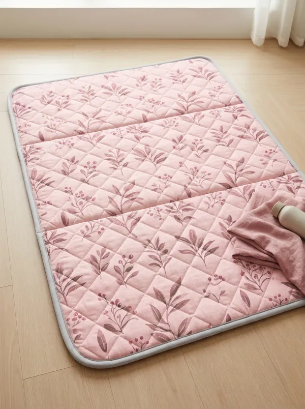 Botanical Nature Lover Blue Berry Leaf Pattern Cooling Mat