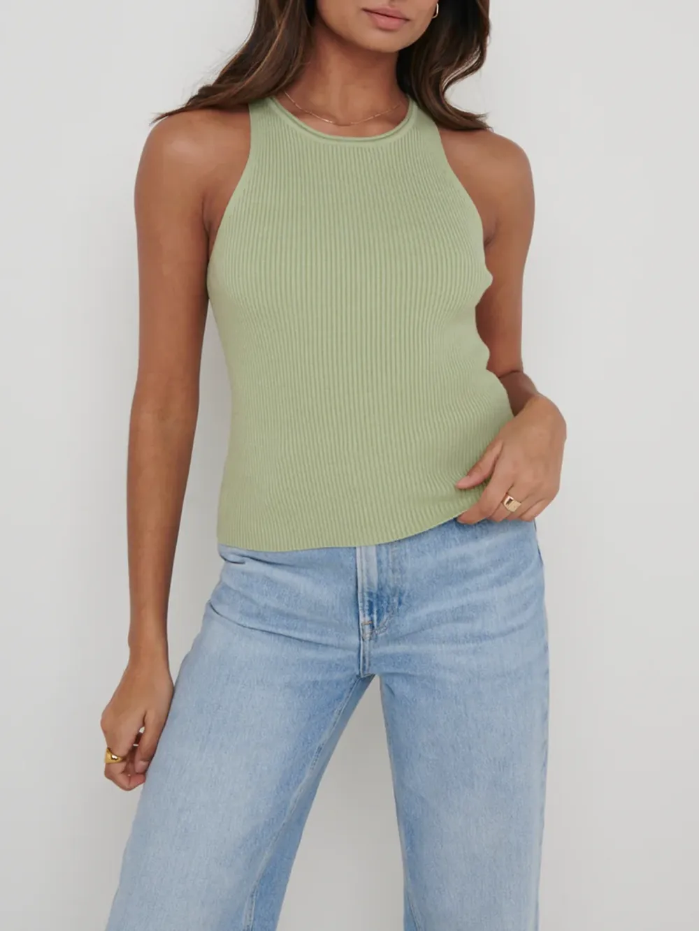 Ribbed Racer Tank Tops