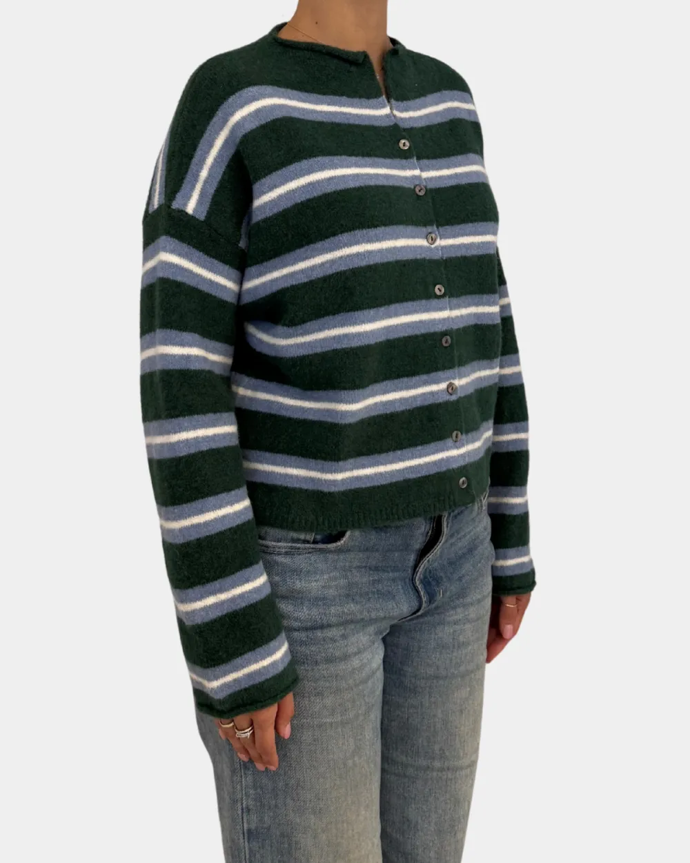 Raw Edge Stripe Cardigan