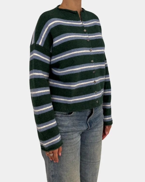 Raw Edge Stripe Cardigan