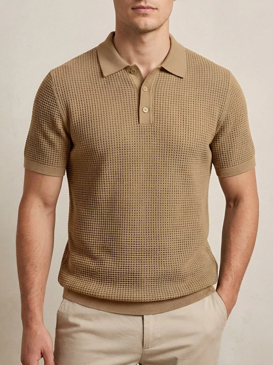 Men's Everyday Weekend-Ready Waffle Knit Polo Shirt